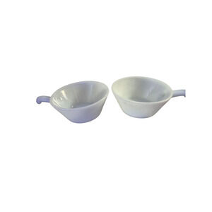 Anchor Hocking Fire‎ King Milk Glass Handled 2 Bowls Vintage Oven proof USA made